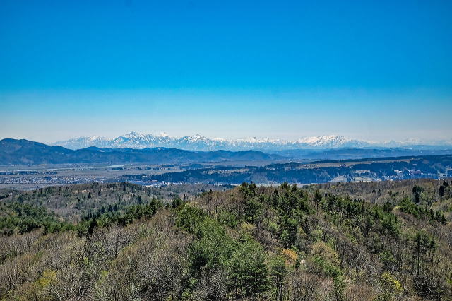 展望台から見た越後三山